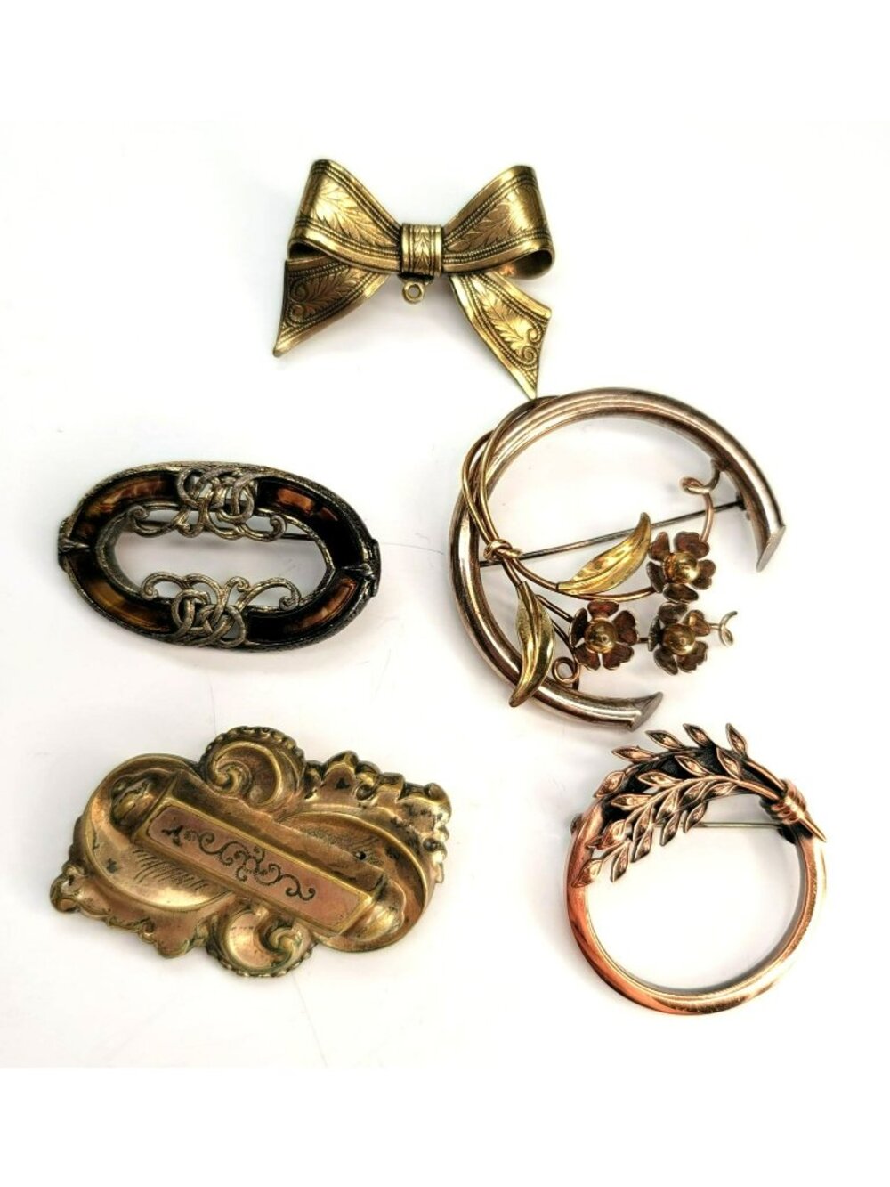 Vintage Brooch Lot of 5 - Renior Gold Plated Copper Wheat Regal Ct554
